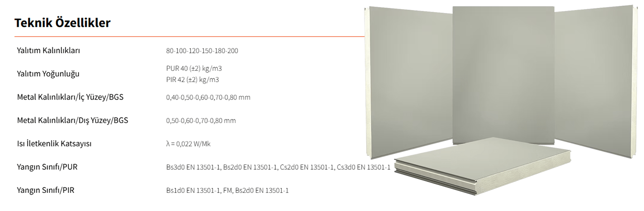 soğuk oda paneli teknik özellik